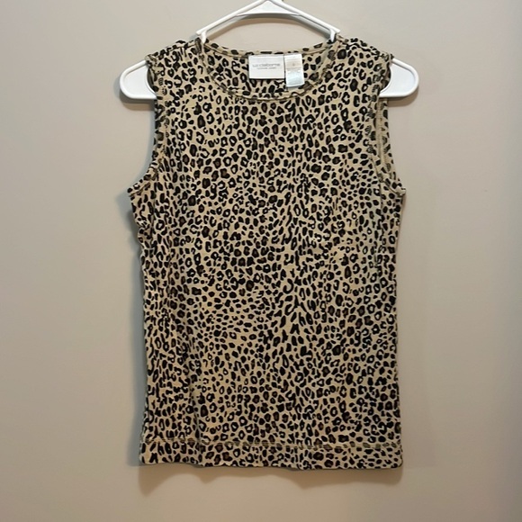 Liz 2pc Animal Print set Button up cardigan & Sleeveless Tee Women’s S Cotton - Picture 6 of 11